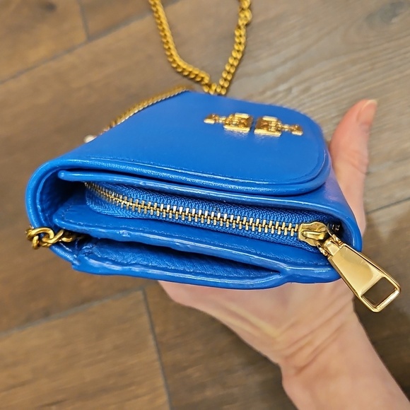 Tory Burch 💙 Britten Duo Envelope Long Continental Snap Closure Leather Wallet - Picture 16 of 16